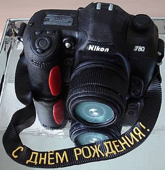 Торт в подарок фотографу или фотолюбителю - в виде фотоаппарата Nikon
