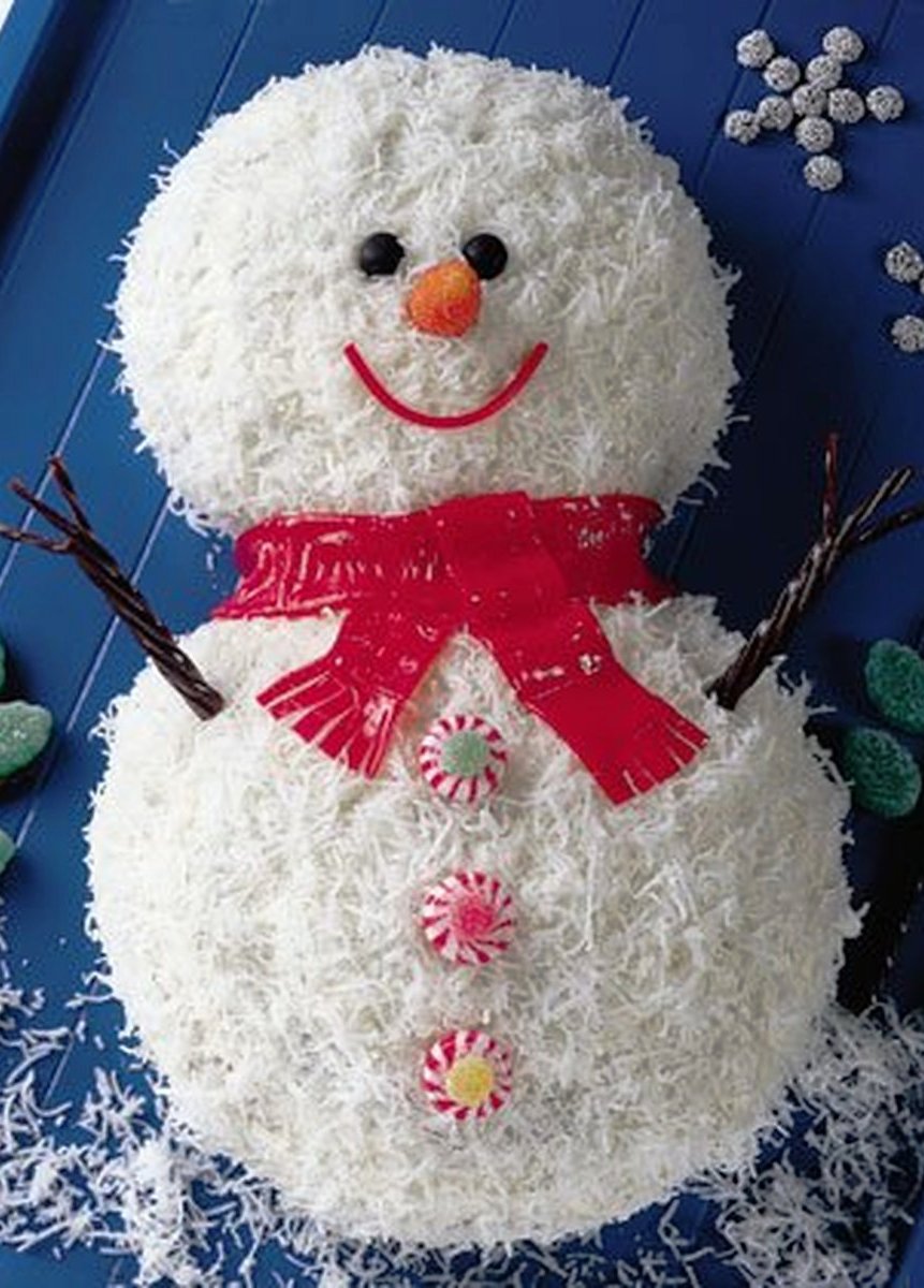 Новогодний торт в виде снеговика
